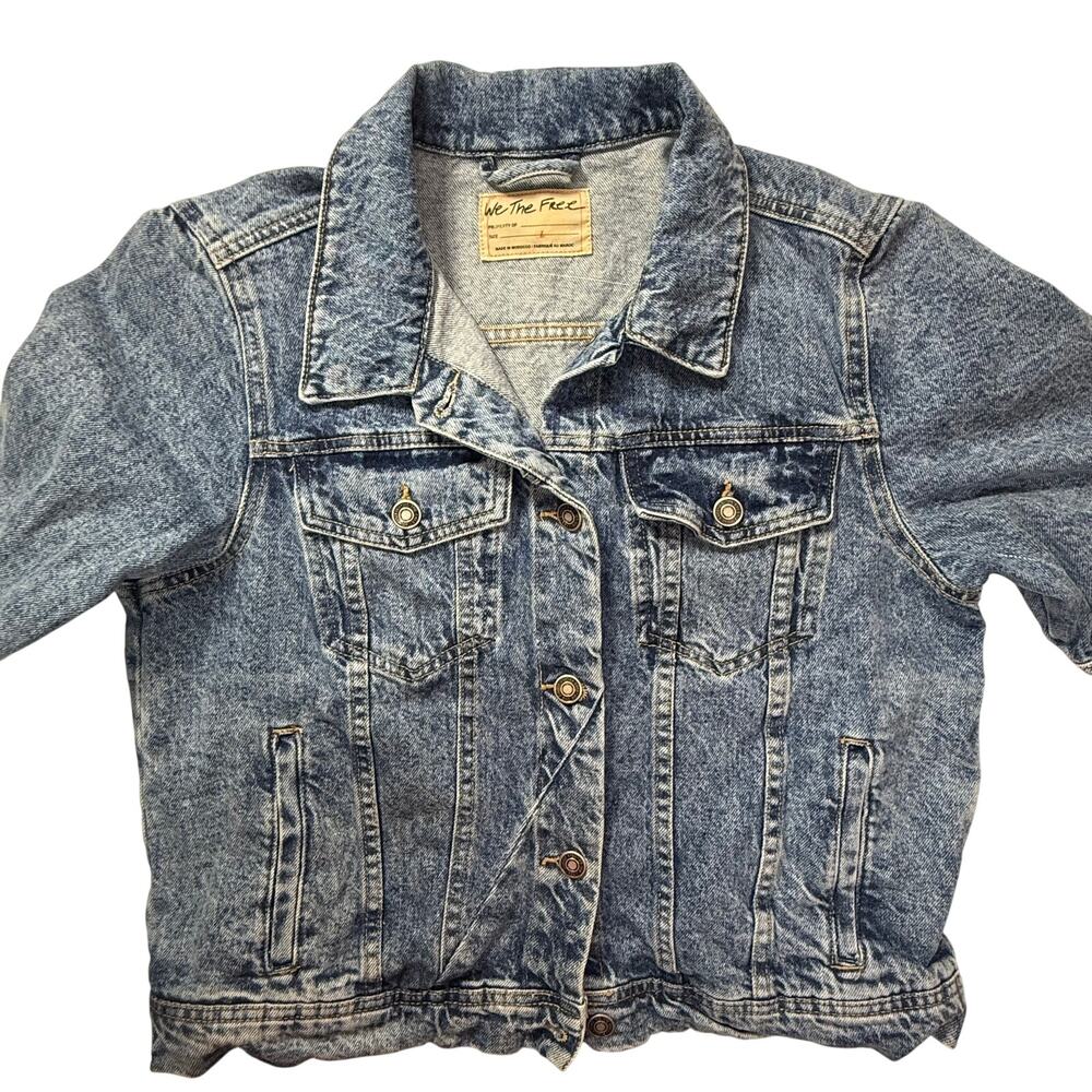 Free People We The Free Rumors Cropped Denim Jacket 100%Cotton Classic/Modern - Picture 10 of 16